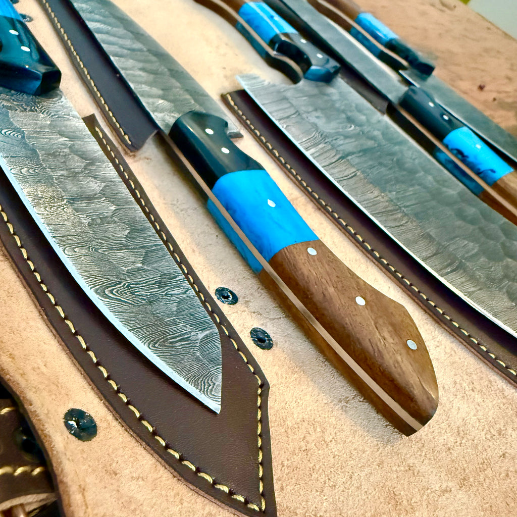 5 Piece Damascus 3 Tone Chef Set with Roll Bag