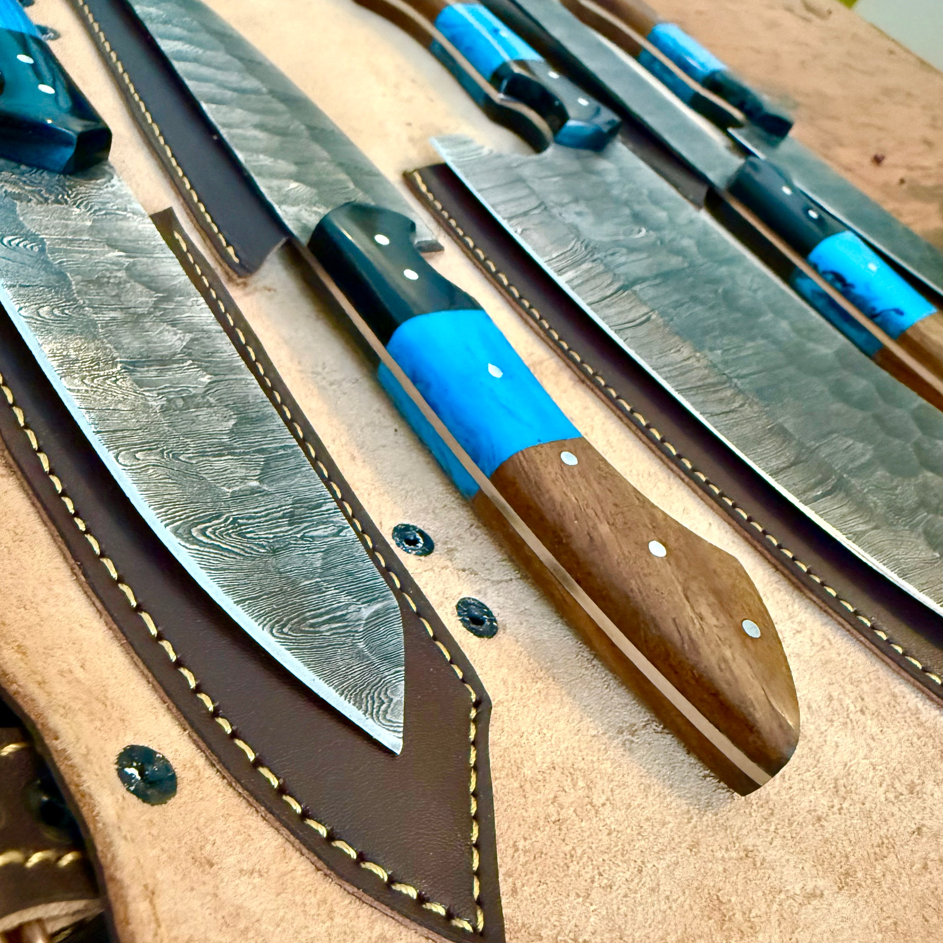 5 Piece Damascus 3 Tone Chef Set with Roll Bag