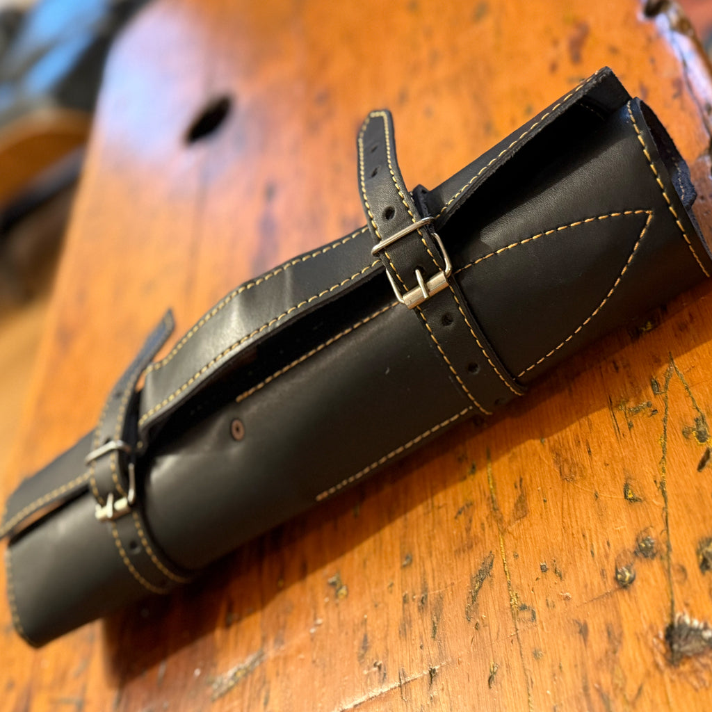 5 Piece Damascus Chef Set with Leather Roll Bag