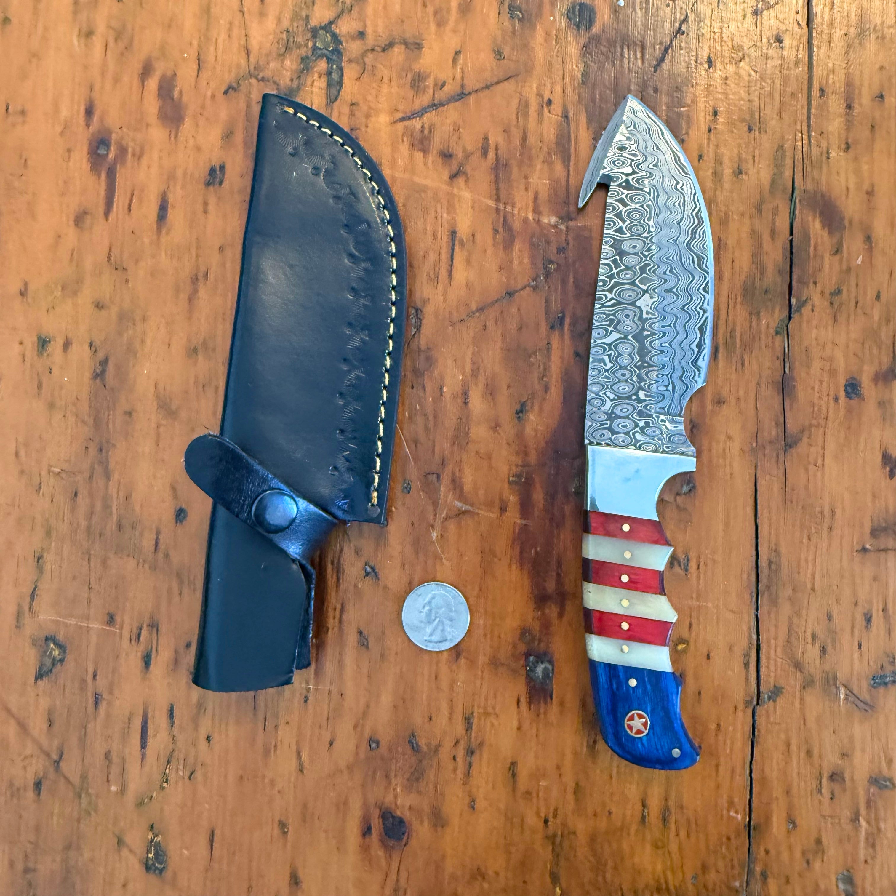 Damascus Skinning Knife Patriotic