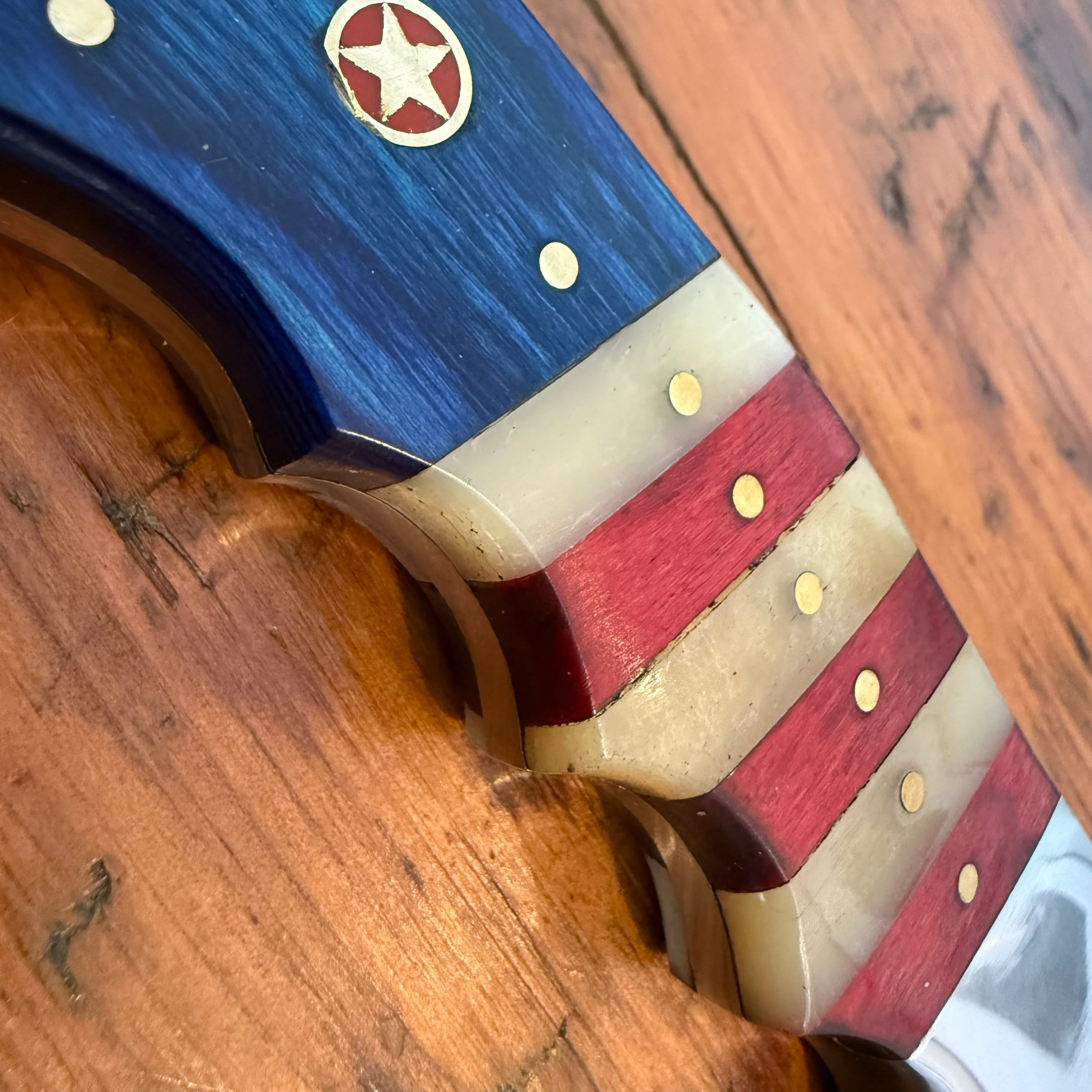 Damascus Skinning Knife Patriotic