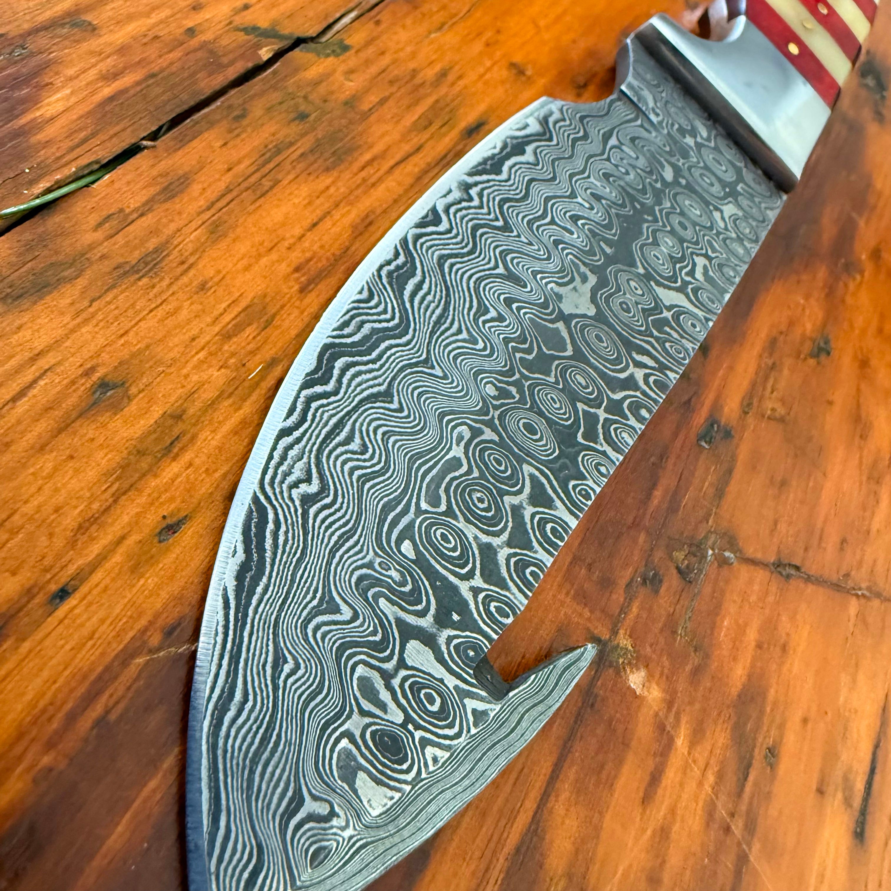 Damascus Skinning Knife Patriotic
