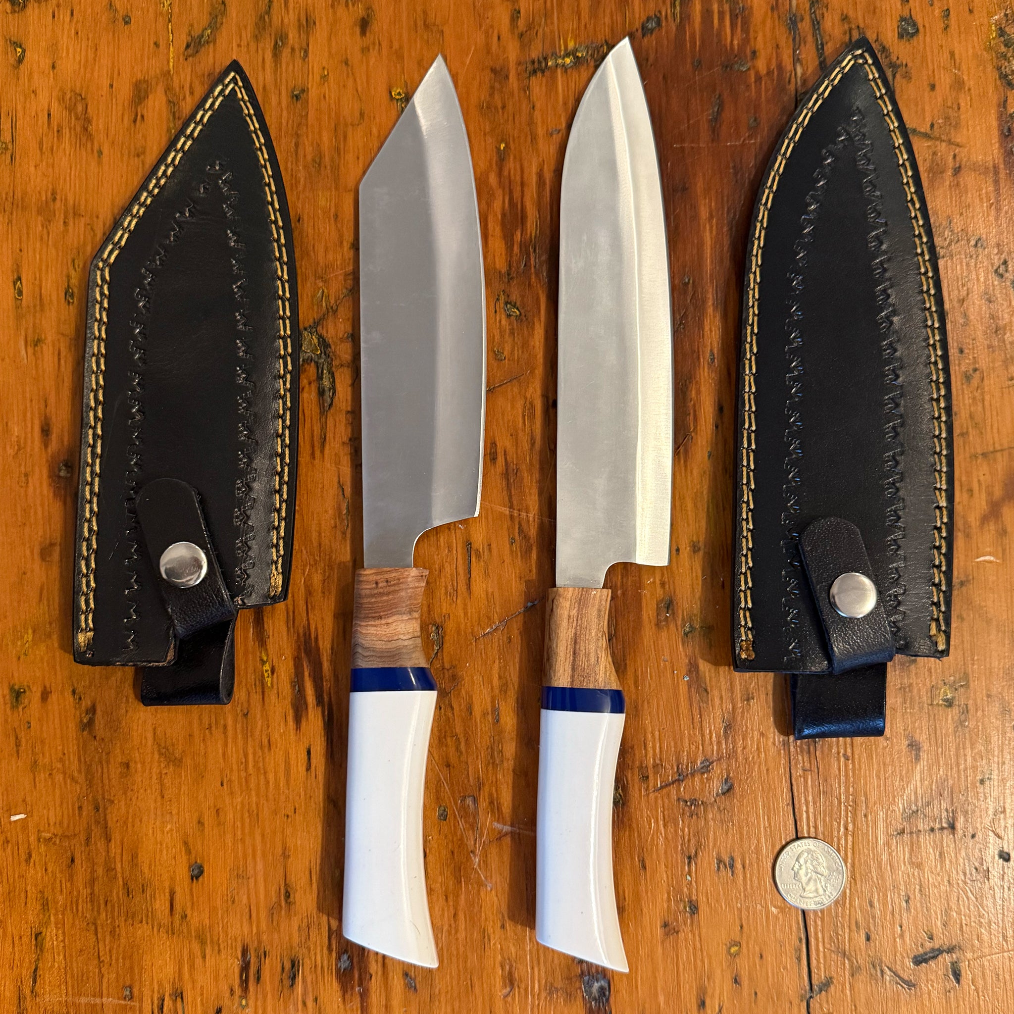 2 Piece White D2 Chef Set with Sheaths